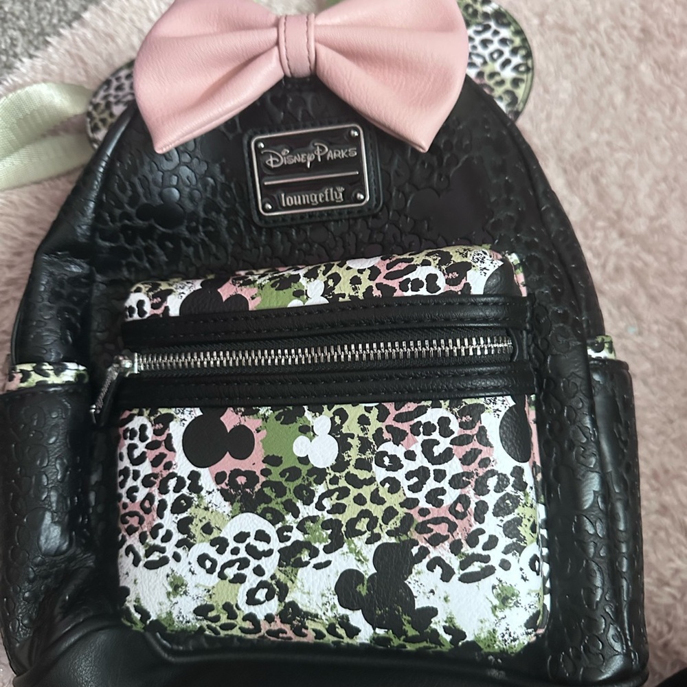 Loungefly Disney Parks Black and Pink Leopard Backpack
